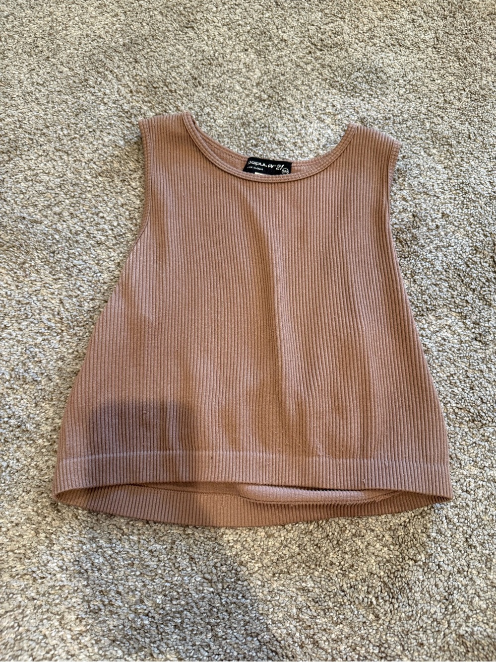 Ribbed Cropped Tank - Mauve Brown
